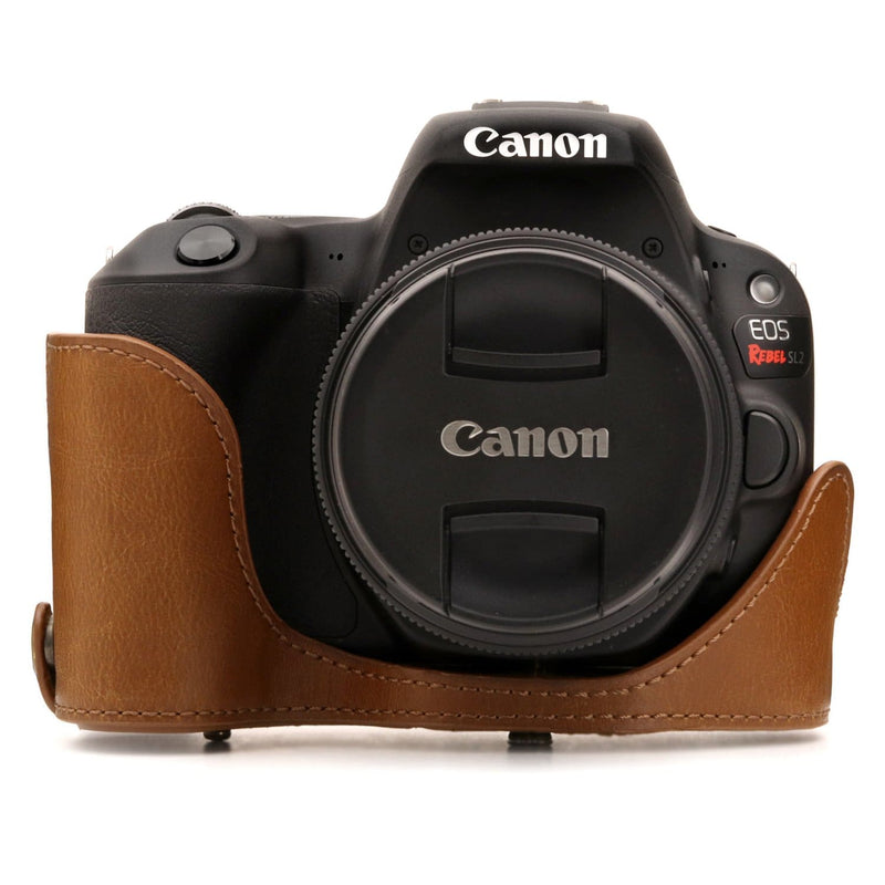 MegaGear Ever Ready PU Leather Case with Strap for Canon Eos Rebel SL2 Eos 200D Kiss X9 with 18 55mm Black