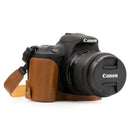 MegaGear Canon EOS Rebel SL3, EOS 250D, EOS Kiss X10, EOS Rebel SL2, Kiss X9, EOS 200D Ever Ready Leather Camera Half Case and Strap