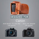 MegaGear Canon EOS Rebel T7i, Kiss X9i, 77D, 9000D, EOS 800D (18-55mm) Ever Ready Top Grain Leather Camera Case and Strap