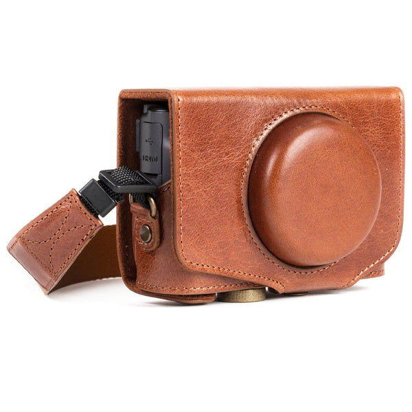 MegaGear Canon PowerShot SX740 HS, SX730 HS Ever Ready Top Grain Leather Camera Case with Strap