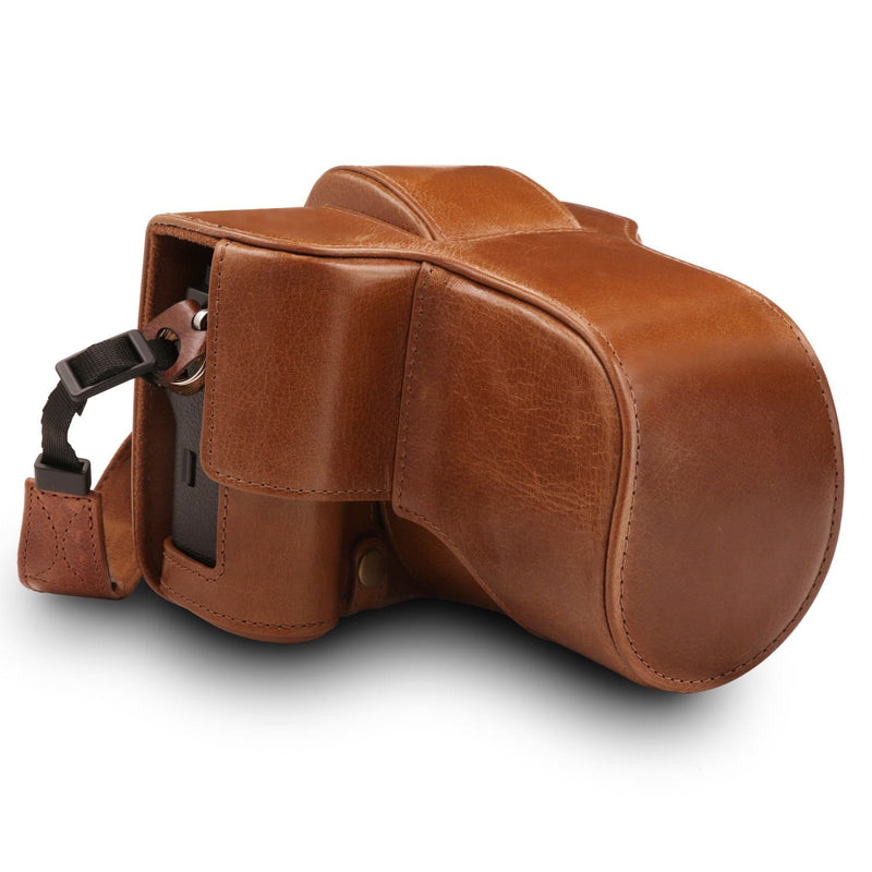 MegaGear Fujifilm X-T3 (XF23mm, XF56mm & 18-55mm Lenses) Ever Ready Top Grain Leather Camera Case and Strap