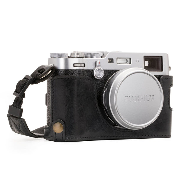 MegaGear Fujifilm X100F Ever Ready Top Grain Leather Camera Half Case and Strap