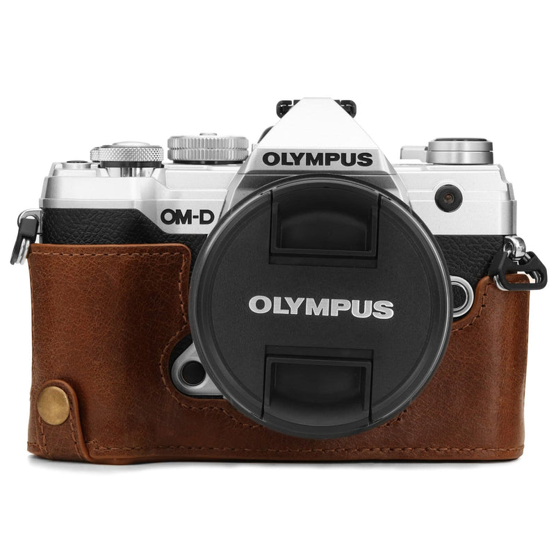 MegaGear Olympus OM-D E-M5 Mark III Ever Ready Top Grain Leather Camera Half Case and Strap