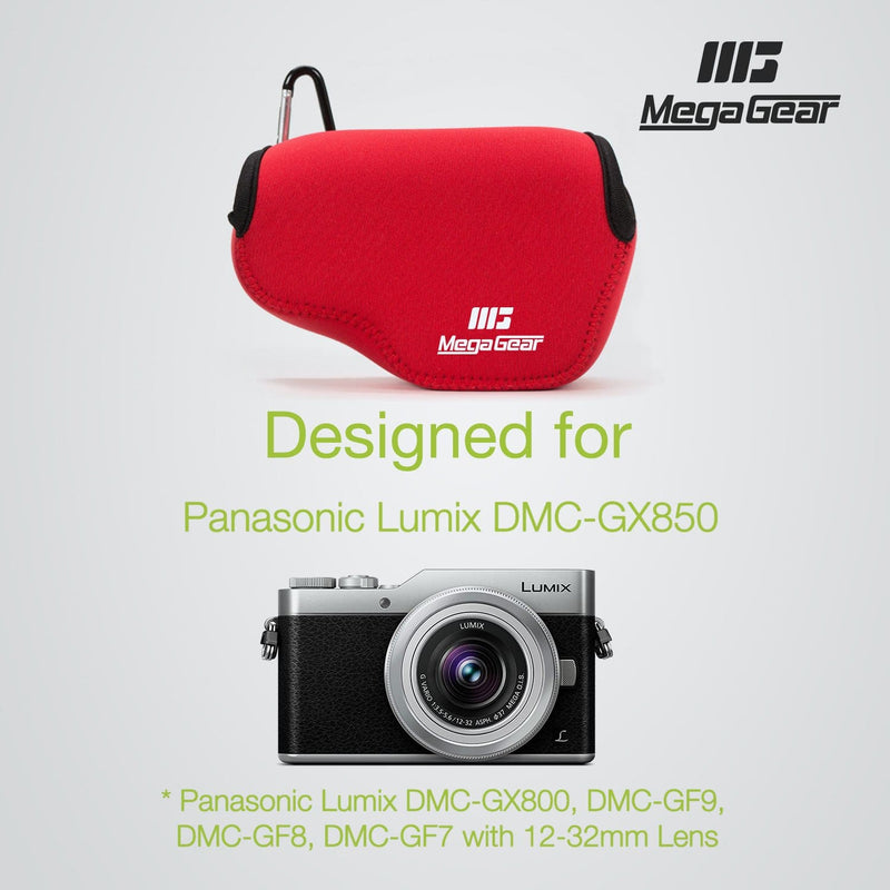 MegaGear Panasonic Lumix DC-GX850, DC-GF9, DMC-GF8, DMC-GF7, GX800 (12-32mm) Ultra Light Neoprene Camera Case