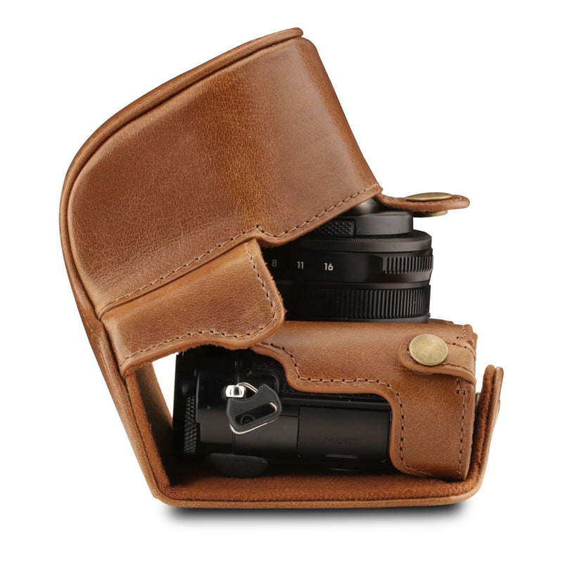 MegaGear Panasonic Lumix DC-LX100 II Ever Ready Top Grain Leather Camera Case and Strap