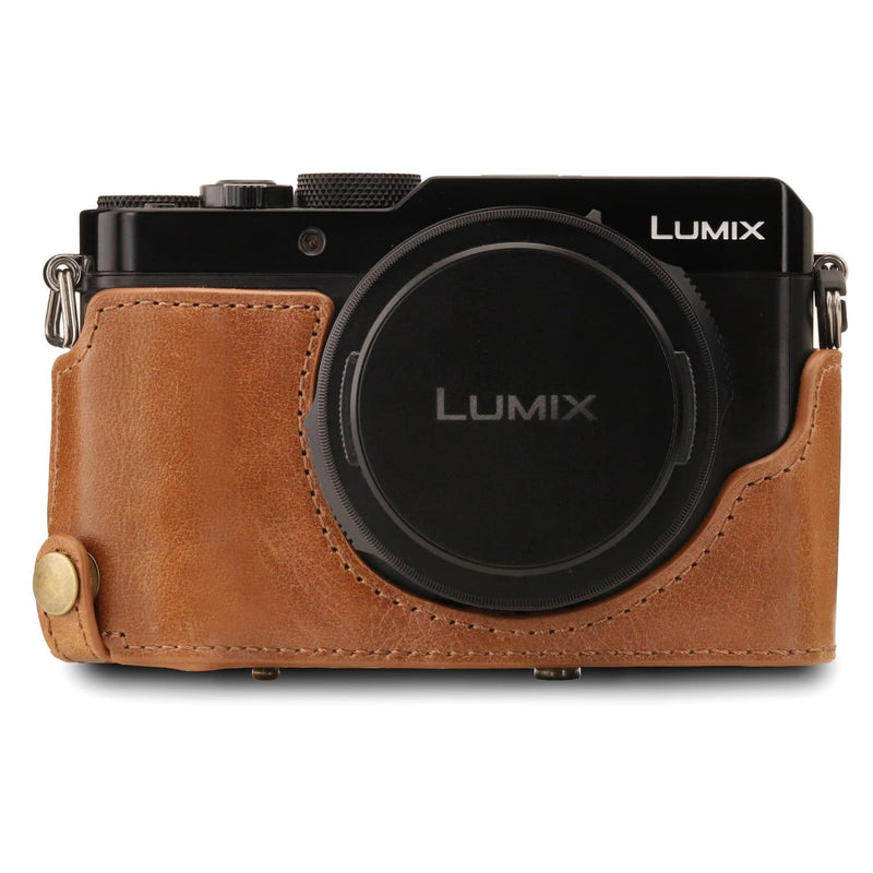 MegaGear Panasonic Lumix DC-LX100 II Ever Ready Top Grain Leather Camera Case and Strap