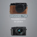 MegaGear Panasonic Lumix DC-LX100 II Ever Ready Top Grain Leather Camera Half Case and Strap