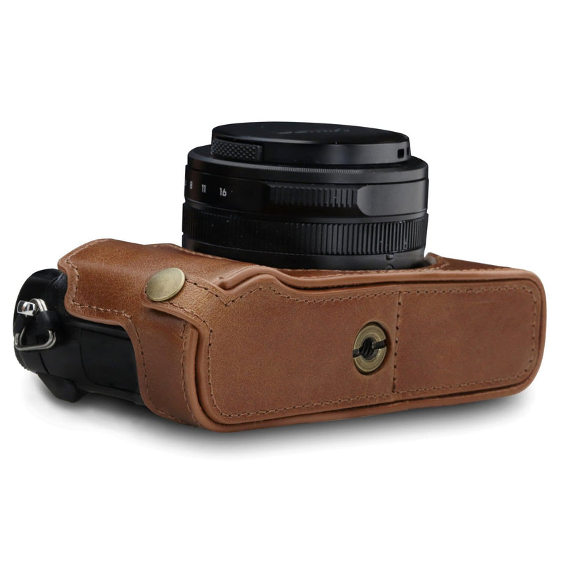 MegaGear Panasonic Lumix DC-LX100 II Ever Ready Top Grain Leather Camera Half Case and Strap