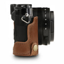 MegaGear Panasonic Lumix DC-LX100 II Ever Ready Top Grain Leather Camera Half Case and Strap