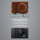 MegaGear Panasonic Lumix DC-ZS200, DC-TZ200, DMC-ZS100, DMC-TZ100 Ever Ready Top Grain Leather Camera Case and Strap