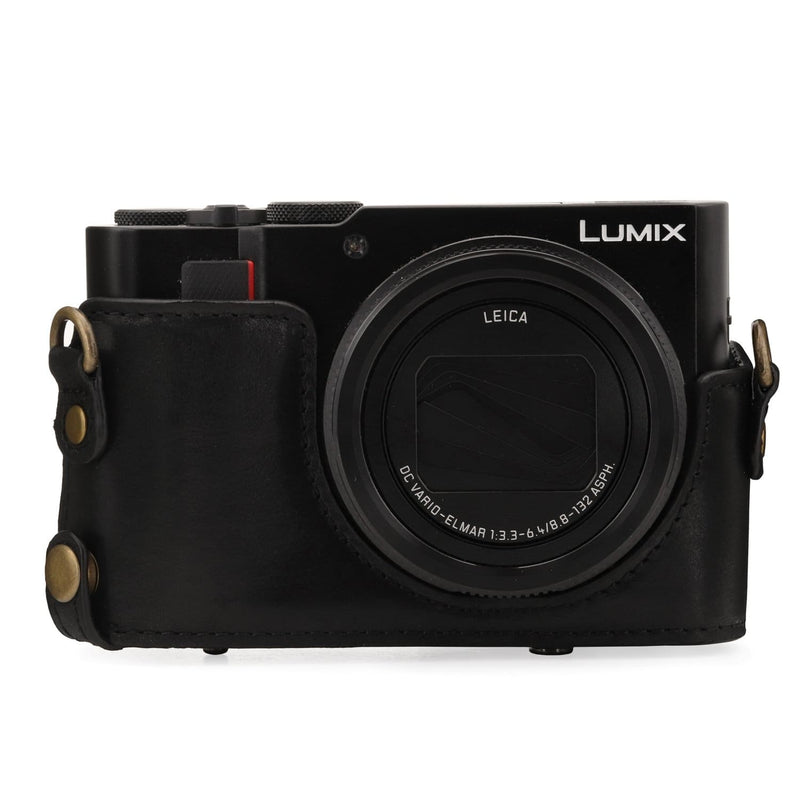 MegaGear Panasonic Lumix DC-ZS200, DC-TZ200, DMC-ZS100, DMC-TZ100 Ever Ready Top Grain Leather Camera Case and Strap