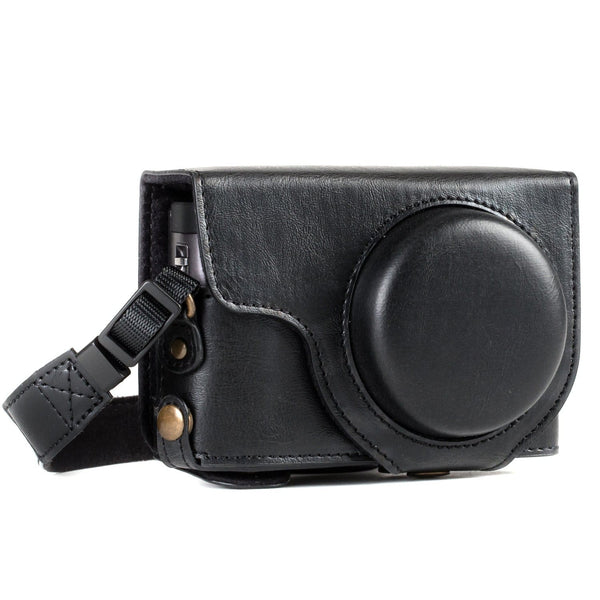 MegaGear Panasonic Lumix DC-ZS80, DC-ZS70, DC-TZ95, DC-TZ90 Ever Ready Leather Camera Case and Strap