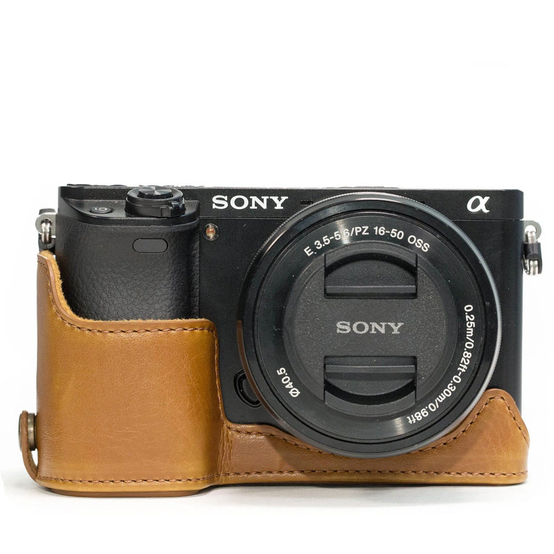 MegaGear Sony Alpha A6300, A6000 Ever Ready Leather Camera Half Case and Strap