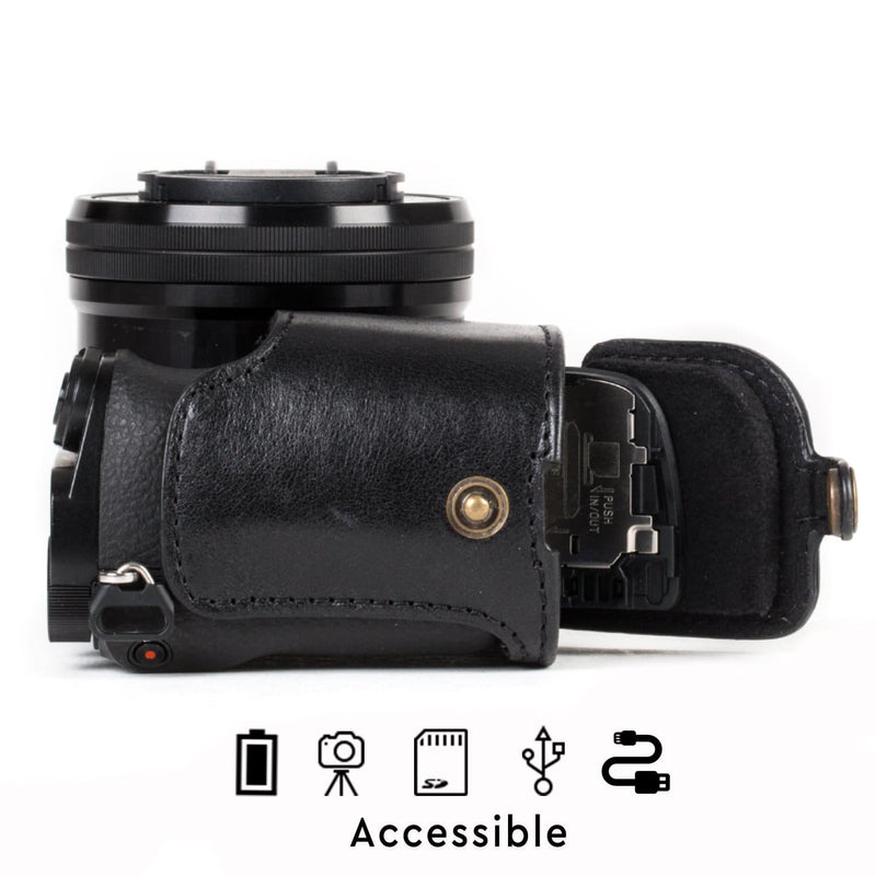 MegaGear Sony Alpha A6500 (16-50 mm) Ever Ready Top Grain Leather Camera Case and Strap