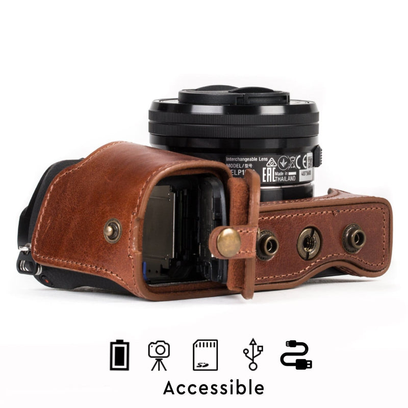 MegaGear Sony Alpha A6500 (16-50 mm) Ever Ready Top Grain Leather Camera Case and Strap