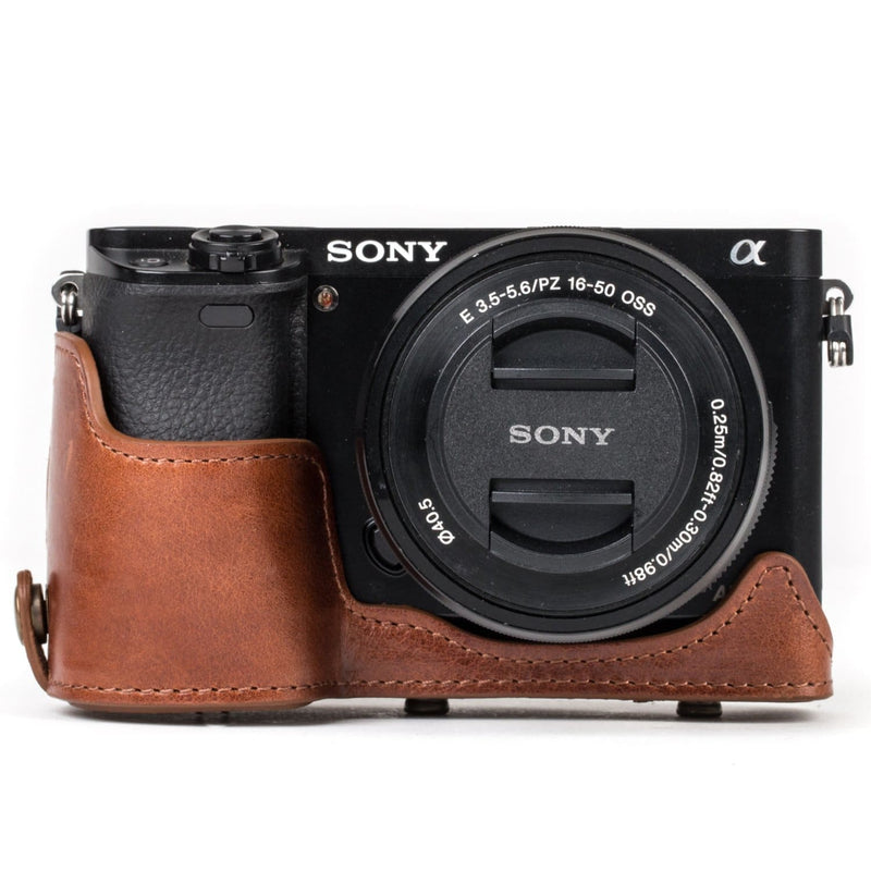 MegaGear Sony Alpha A6500 (16-50 mm) Ever Ready Top Grain Leather Camera Case and Strap