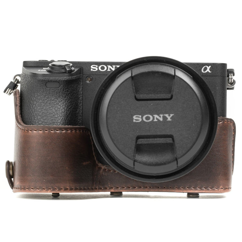 MegaGear Sony Alpha A6500 (up to 16-70mm) Ever Ready Leather Camera Case and Strap, with Battery Access