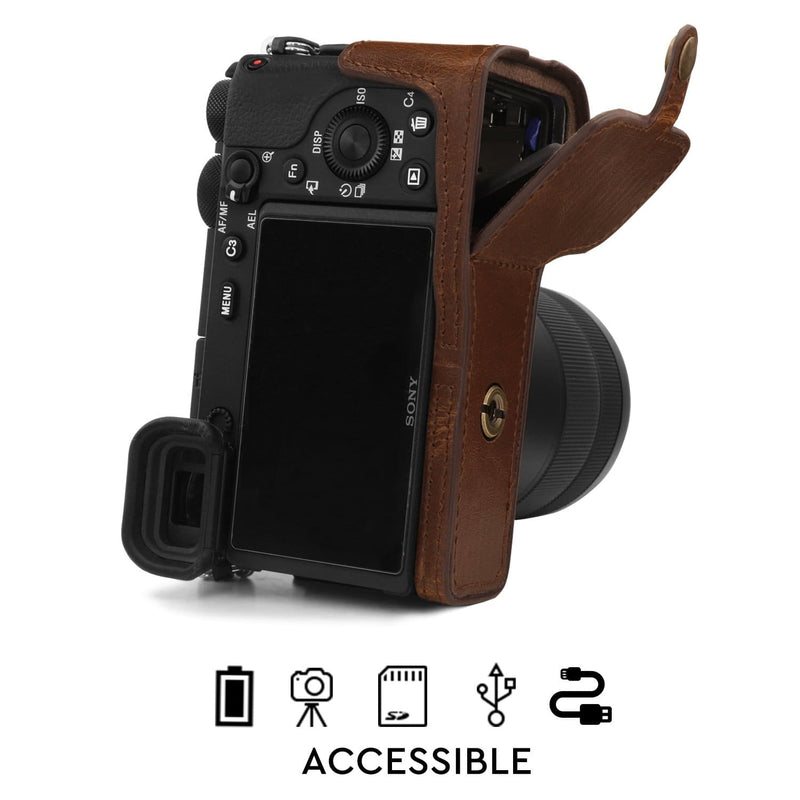 MegaGear Sony Alpha A6600 Ever Ready Leather Camera Half Case