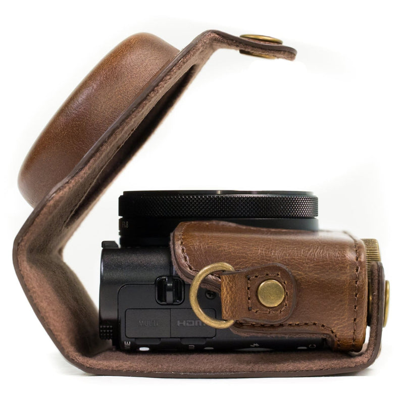 MegaGear Sony Cyber-shot DSC-RX100 VI, DSC-RX100 V, DSC-RX100 IV, DSC-RX100 III Ever Ready Leather Camera Case with Strap