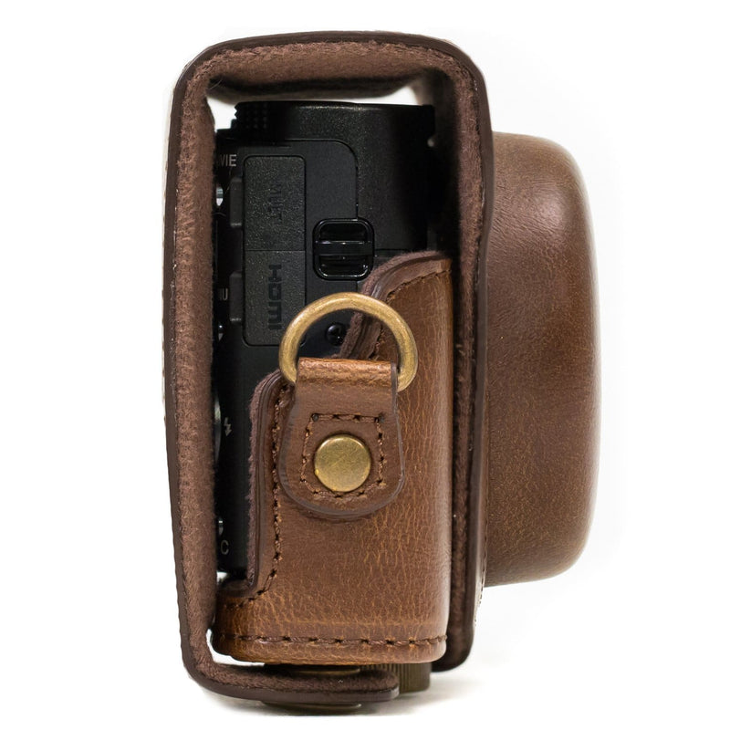 MegaGear Sony Cyber-shot DSC-RX100 VI, DSC-RX100 V, DSC-RX100 IV, DSC-RX100 III Ever Ready Leather Camera Case with Strap