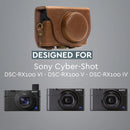 MegaGear Sony Cyber-shot DSC-RX100 VI, DSC-RX100 V, DSC-RX100 IV, DSC-RX100 III Ever Ready Leather Camera Case with Strap