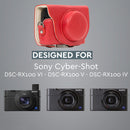 MegaGear Sony Cyber-shot DSC-RX100 VI, DSC-RX100 V, DSC-RX100 IV, DSC-RX100 III Ever Ready Leather Camera Case with Strap