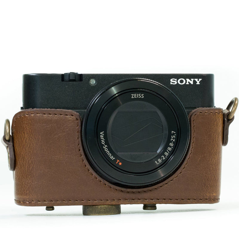 MegaGear Sony Cyber-shot DSC-RX100 VI, DSC-RX100 V, DSC-RX100 IV, DSC-RX100 III Ever Ready Leather Camera Case with Strap