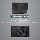 MegaGear Sony Cyber-shot DSC-RX100 VI, DSC-RX100 V, DSC-RX100 IV Ever Ready Top Grain Leather Camera Case with Strap