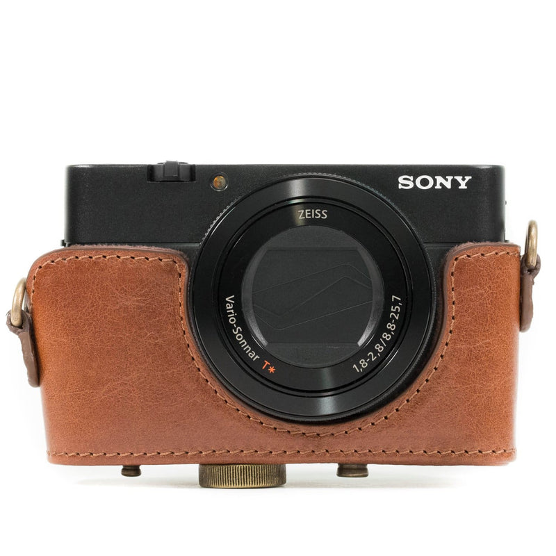 MegaGear Sony Cyber-shot DSC-RX100 VI, DSC-RX100 V, DSC-RX100 IV Ever Ready Top Grain Leather Camera Case with Strap