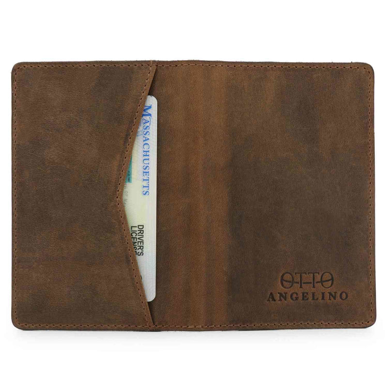 Otto Angelino Top Grain Leather Bifold Card and Cash Wallet, Unisex