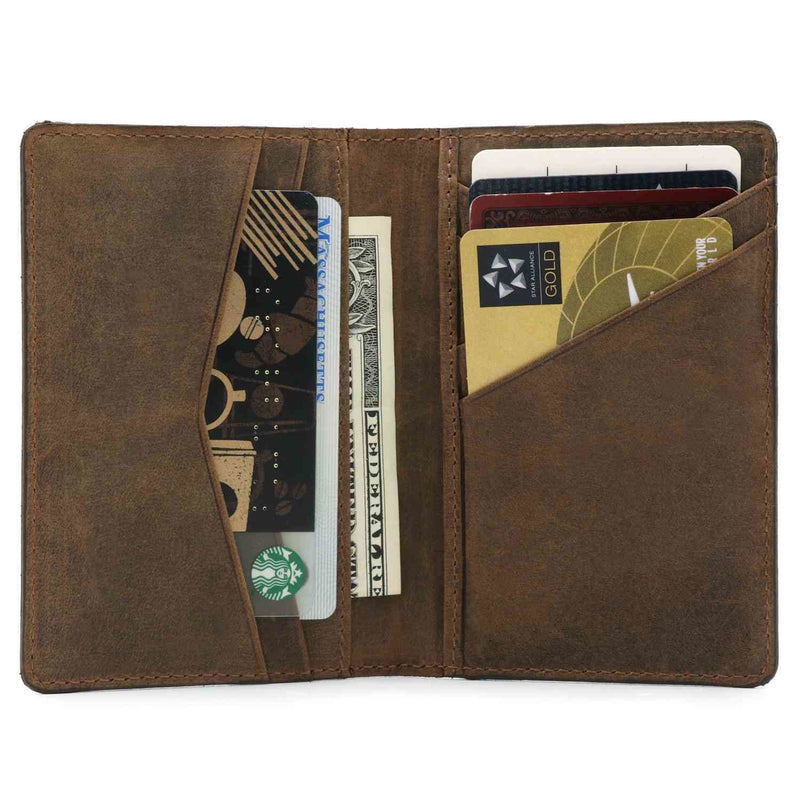 Otto Angelino Top Grain Leather Bifold Card and Cash Wallet, Unisex