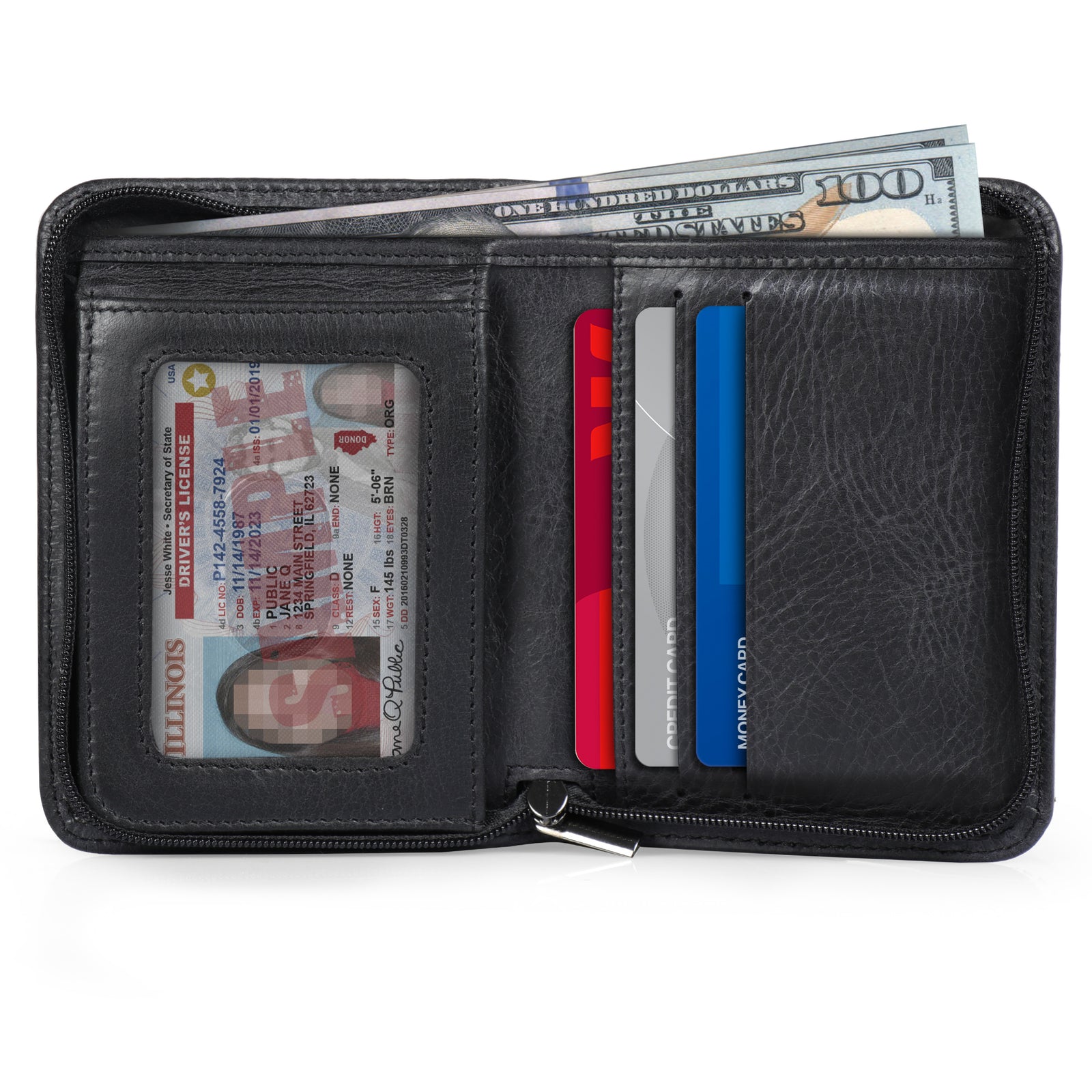 Otto Angelino RFID Blocking Men Zippered Bifold Wallet, Italian ...