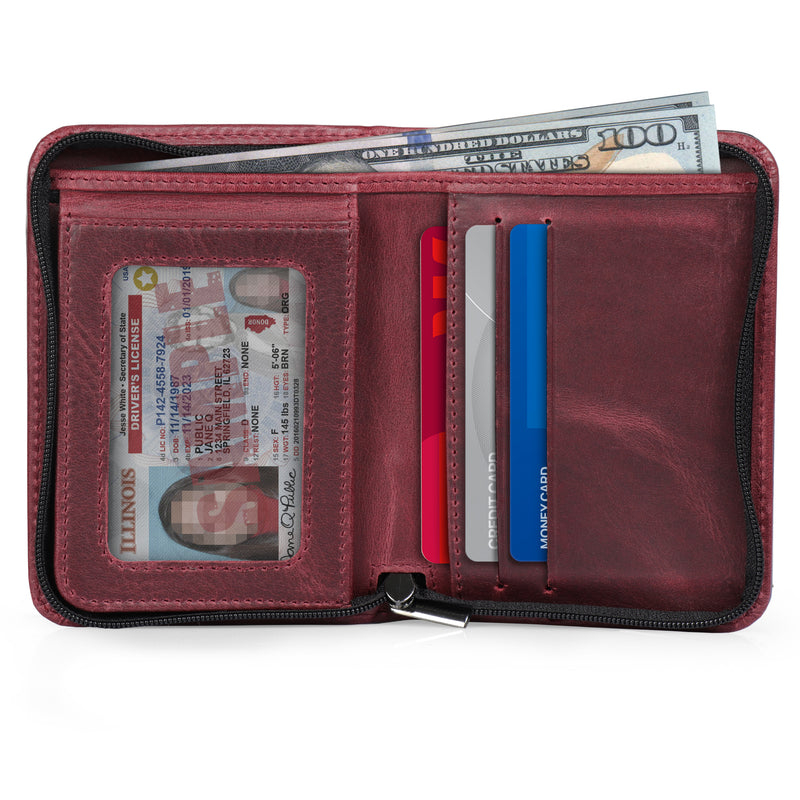 Slim Wallet for Women, Credit Card Wallet, Leather Bifold Credit Card Holder,  Zipper Coin Pocket, Card Cases Holder