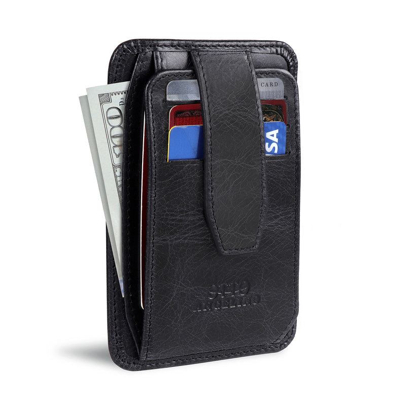 Ultra Slim Genuine Leather Card Holder Wallet For Men Thin Folding Bank  Credit Card Holder Small Mens Wallet Rfid Id Cardholder