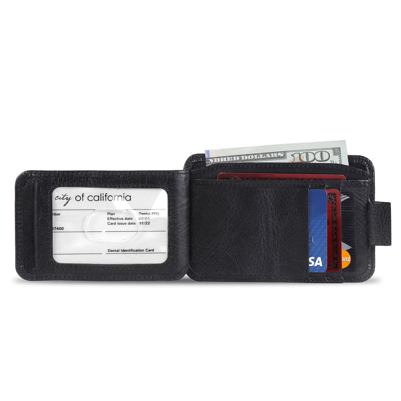 Genuine Leather RFID Blocking Wallet Coin Pocket Wallets for Men with ID  Window Credit Card Zipper Purse at  Men's Clothing store