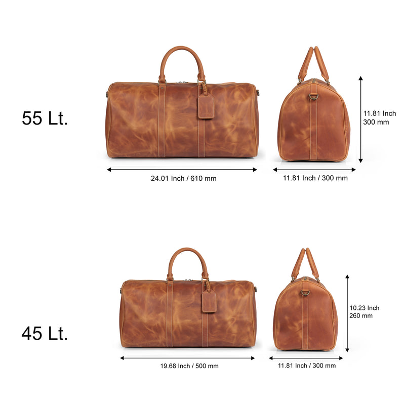 Full Grain Leather Weekender Bag for Men with Detachable Shoulder