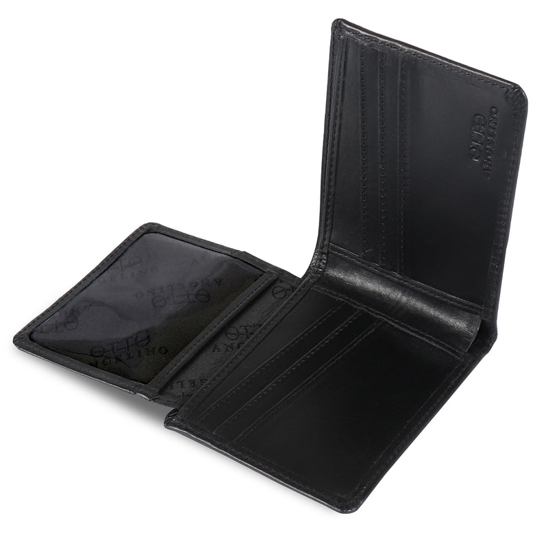 Black Leather Monogrammed Credit Card Wallet