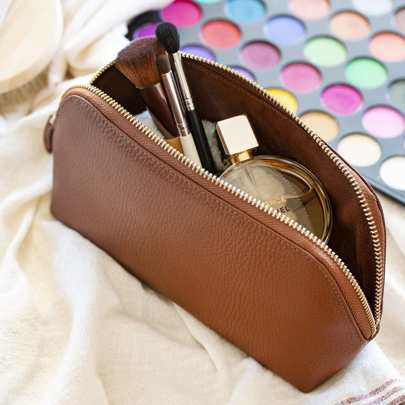 Makeup Brush Pouch, Organizer Leather Makeup Bag, Travel-Friendly