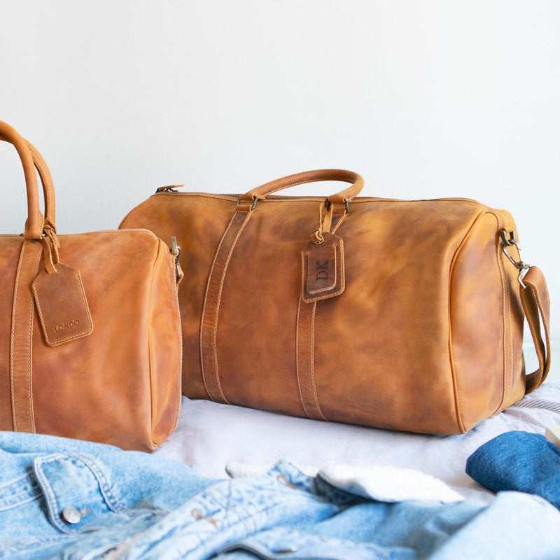 Londo Genuine Top Grain Leather Duffle Bag, Vintage Retro Travel