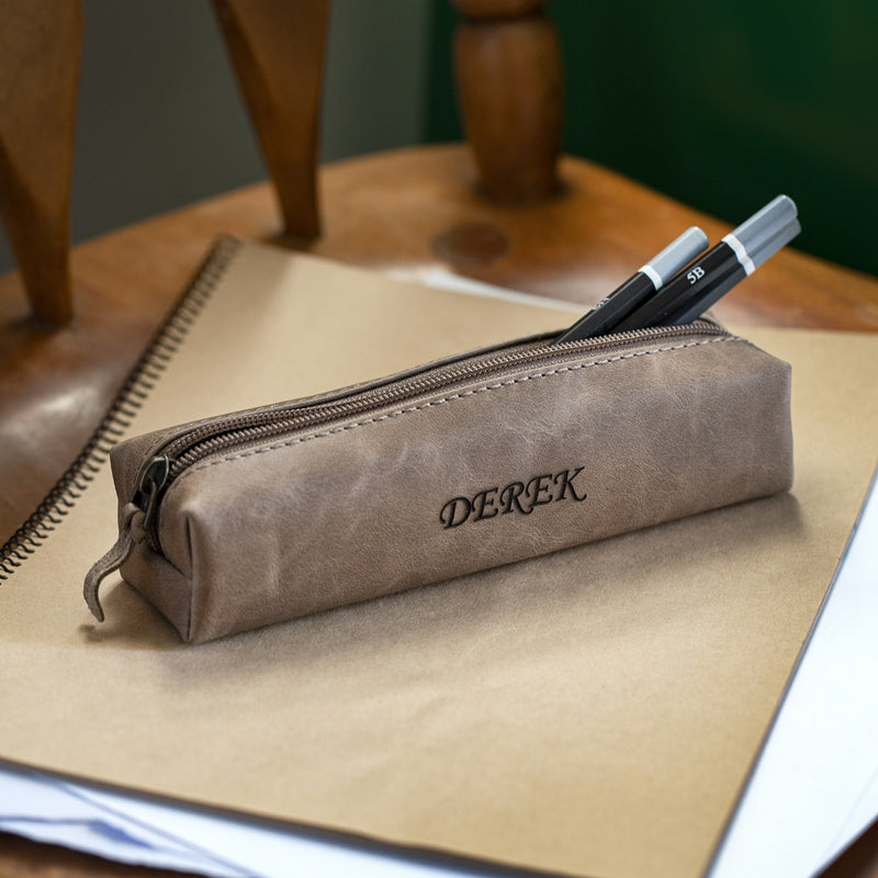  Personalized Pencil Case,Leather Pencil Case,Leather pen  pouch,Pencil holder,Leather pen case,Leather Pen Holder,Zipper Pencil Pouch  : Handmade Products