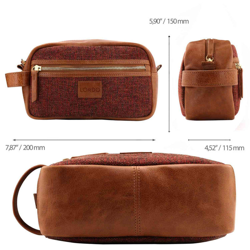  Maxwell Scott, Mens Luxury Leather Medium Wash Bag, The Duno  Medium, Classic Travel Dopp Kit Toiletry Bag