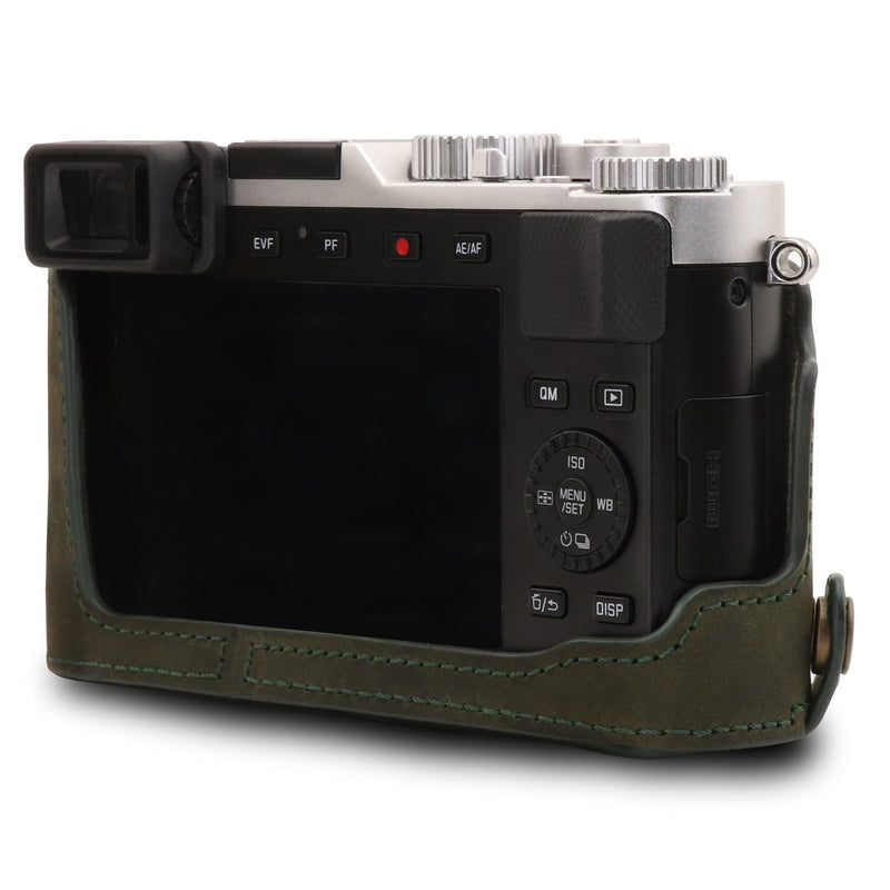 MegaGear MG1694 Ever Ready Genuine Leather Camera Half Case Compatible with Leica D-Lux 7 - Khaki Green