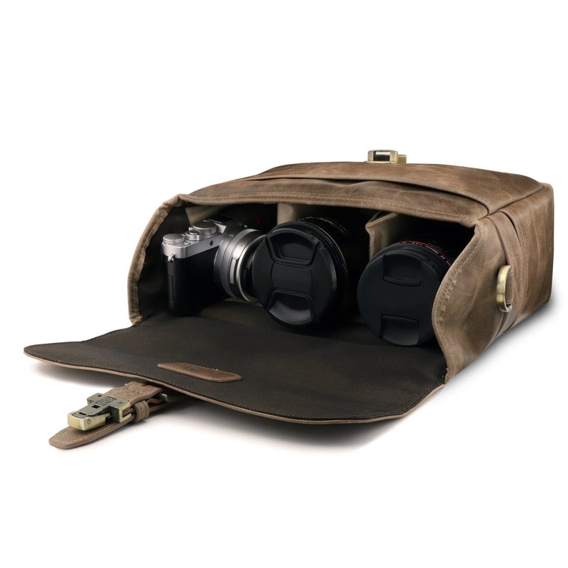 MegaGear MG1515 Sierra Series Genuine Leather Camera Shoulder or Neck Strap  - Brown Compact