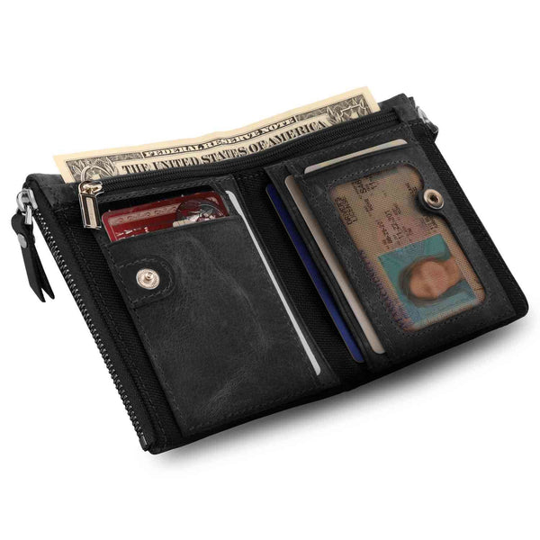 Men's Black Simple Design Long Wallet, Thin & Multi-card Bit
