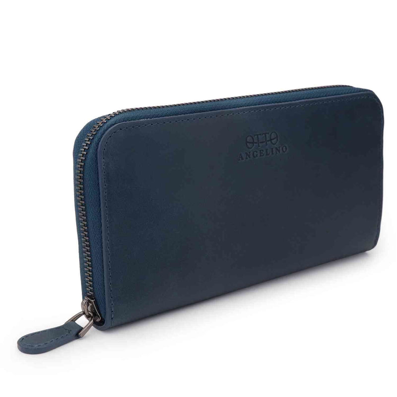 Otto Angelino Leather Zippered Clutch with Phone Compatible Slots ...